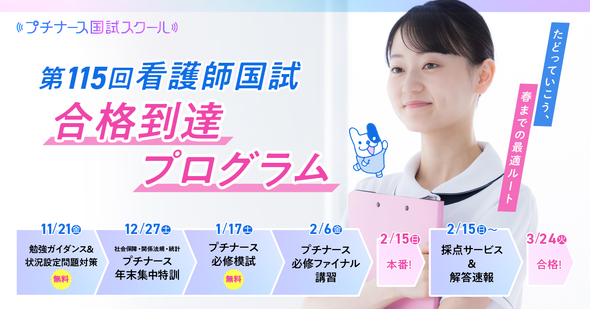 第115回看護師国試 合格到達プログラム | プチナースWEB